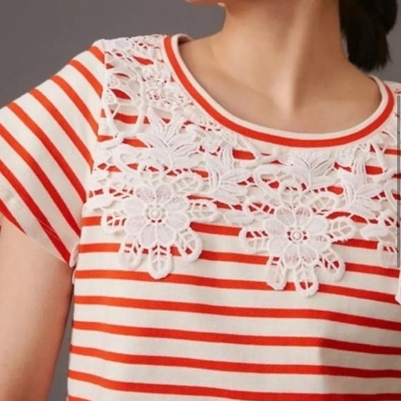 ♥️… Anthropologie Maeve Stripe Lace Top - Picture 4 of 4